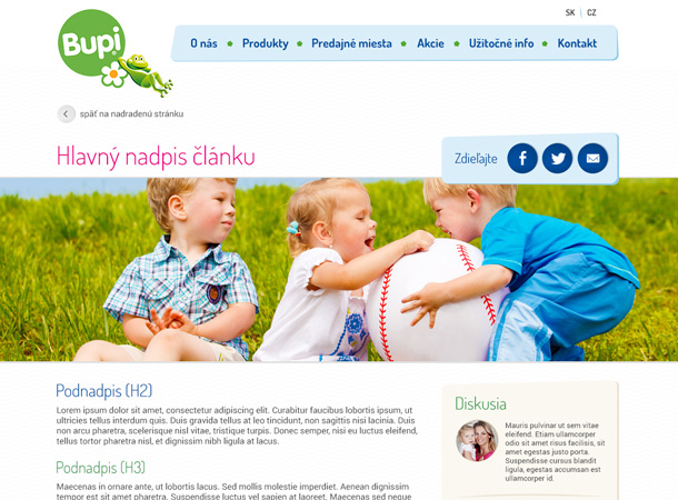 Detská kozmetika Bupi BABY - responzívna webstránka