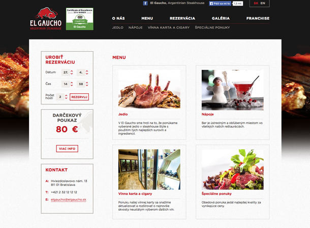 Redesign webstránky El Gaucho