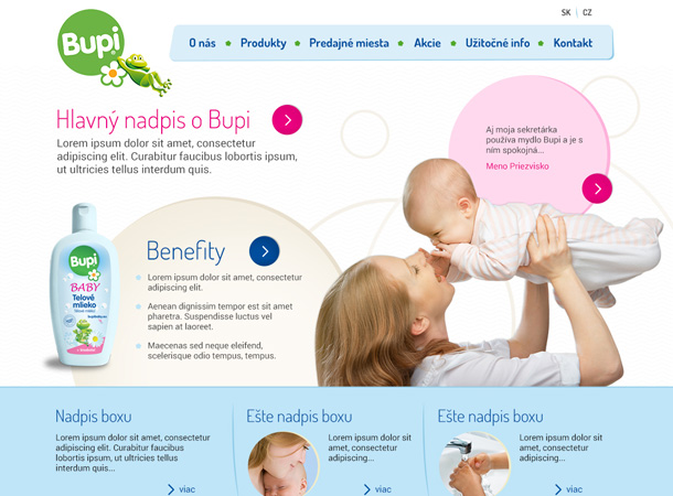 Detská kozmetika Bupi BABY - responzívna webstránka