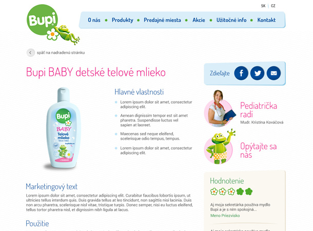 Detská kozmetika Bupi BABY - responzívna webstránka