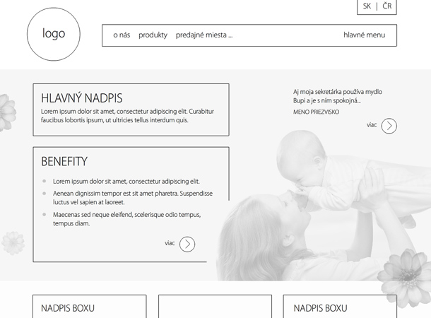 Detská kozmetika Bupi BABY - responzívna webstránka