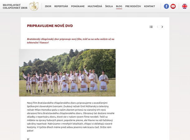 Bratislava Boys Choir - responsive website